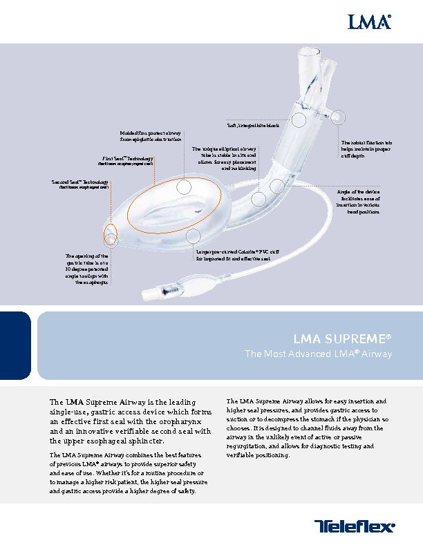 LMA Supreme Laryngeal Mask - Mainline Medical